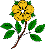 Heraldic Rose Stalked and Leaved