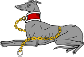 Greyhound Couchant Collared and Chained