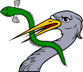 Heron Head Couped Eel in Beak