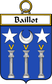 French Coat of Arms Badge for Baillot