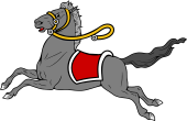 Horse Courant Bridled & Saddled