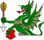 Demi Dragon Holding Arrow Supporting Shield
