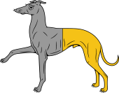 Greyhound Passant Per Pale