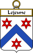 French Coat of Arms Badge for Lejeune (Jeune le)