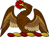 Demi Eagle Holding Heraldic Rose