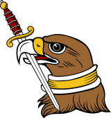 Hawk Head Erased Collared Holding Sword