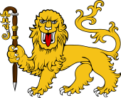 Lion Passant Guard Grasping Pastoral Staff