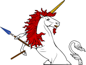 Demi Unicorn Regardant Hold Broken Spear