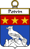 French Coat of Arms Badge for Potvin or Poitevin