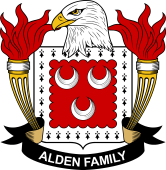 Coat of arms used by the Alden family in the United States of America