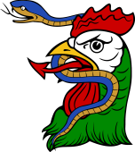 Cockatrice Head Holding Serpent