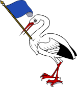 Stork Close Holding Flag