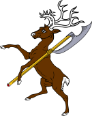 Reindeer Rampant Holding Pole Axe