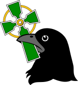 Raven Head Holding Celtic Cross