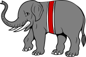 Elephant Passant Belted or Sanglé