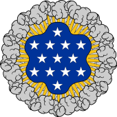 A Glory, Or, Breaking Through a Cloud, Proper, and Surrounding Thirteen Mullets, Forming a Constellation, Argent, on an Azure Field 2