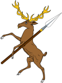 Stag Rampant Holding Spear or Lance