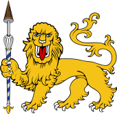 Lion Passant Guard  Grasping Tilting Spear