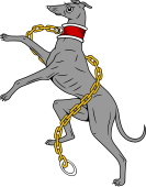Greyhound Rampant Collared and Chained