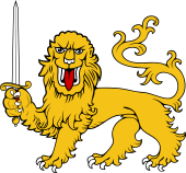 Lion Passant Guard  Grasping Sword
