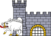 Boar Issuing from Tower and Wall