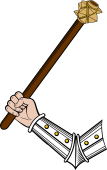 AIA embowed fesswise, Holding an Ancient Mace