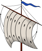 Mast with a Sail Hoisted