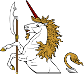 Demi Unicorn Holding Pole Axe