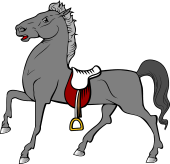Horse Passant Saddled With Stirrup