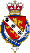 British Garter Coat of Arms for Gibbons (Ireland)
