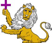 Demi Lion Rampant Guardant, Holding a Cross